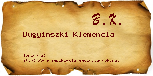Bugyinszki Klemencia névjegykártya